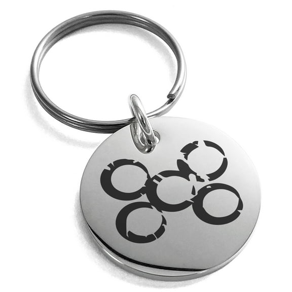 Stainless Steel Ancient Tribal Loyalty Rune Engraved Small Medallion Circle Charm Keychain Keyring