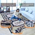 thumbnail image 3 of Rugsotic Carpets Hand Knotted Wool and Silk Area Rug, 6'x9', Rectangle, Black Cream, Oriental Handmade Low Pile Rug for Living Room Bedroom, 3 of 12