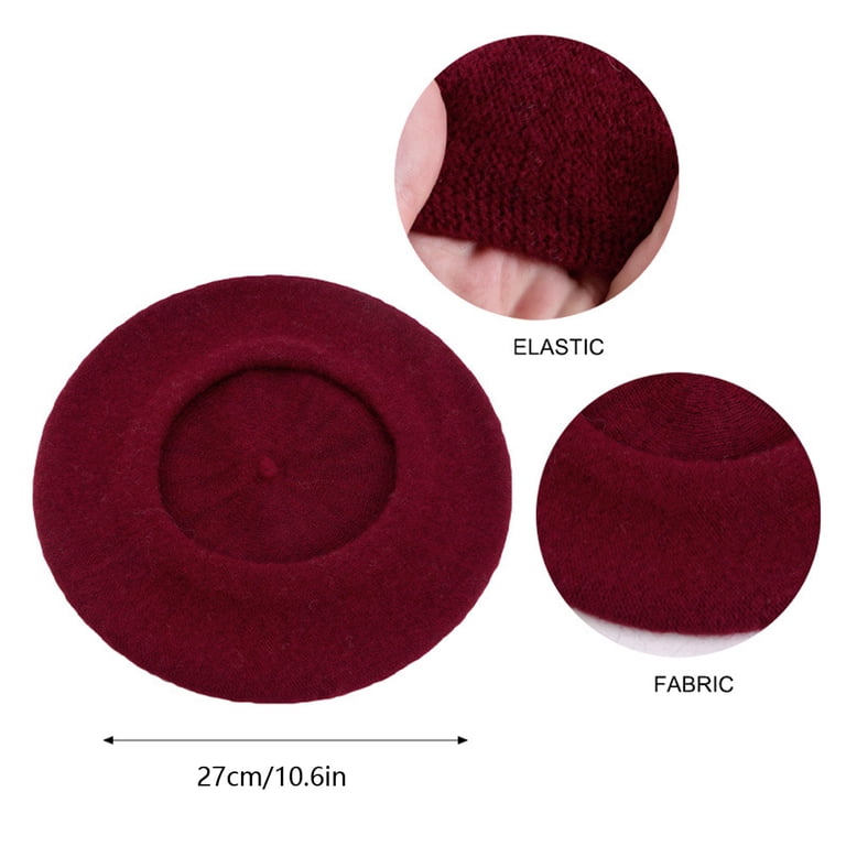 JSEMOY Women French Wool Beret Hats, Solid Color Classic 