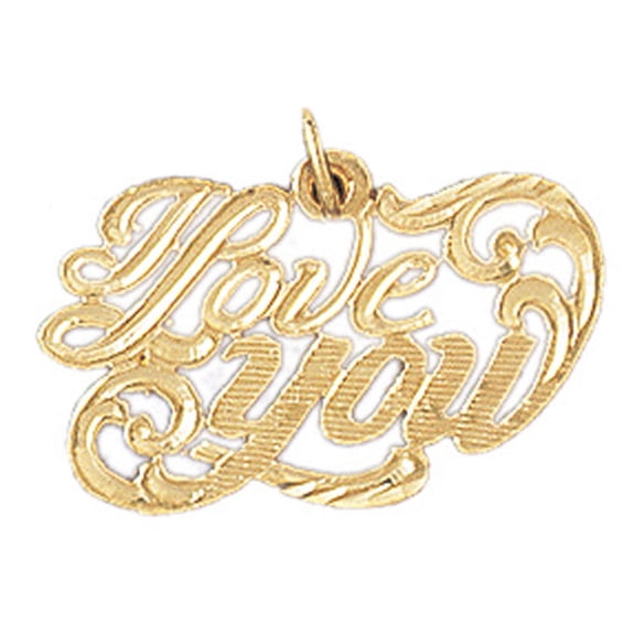 14K Yellow Gold I Love You Pendant - 17 mm