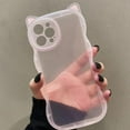 thumbnail image 2 of Compatible with iPhone Case,Curly Wavy Shape Cute Kawaii Cat Ears Transparent Camera Lens Protection Clear Soft Shockproof Cover Phone Case (Pink,iPhone 12), 2 of 9