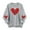 Gray, variant on Women Crewneck Valentine Sweatshirt Love Heart Zip Elbow Patch Shirts Long Sleeve Pullover Tops Gift for Her White Small