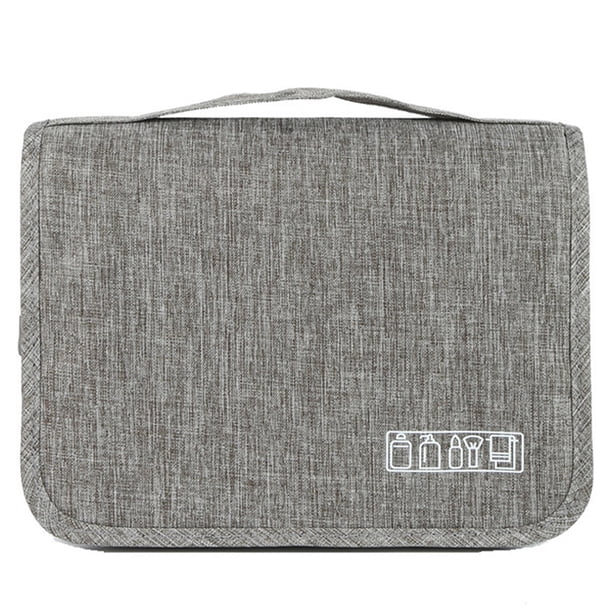 Neceser de viaje impermeable para mujer, multifunción, para colgar cosméticos, maquillaje, color gris