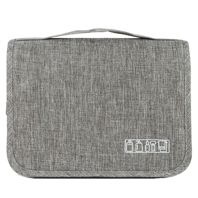 Neceser de viaje impermeable para mujer, multifunción, para colgar cosméticos, maquillaje, color gris