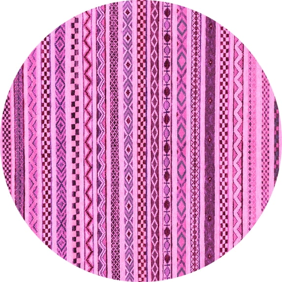 Ahgly Company Indoor Round Abstract Pink Modern Area Rugs, 8' Round