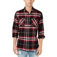 thumbnail image 1 of American Rag Mens Chip Plaid Flannel Button Up Shirt, Red, Small, 1 of 3