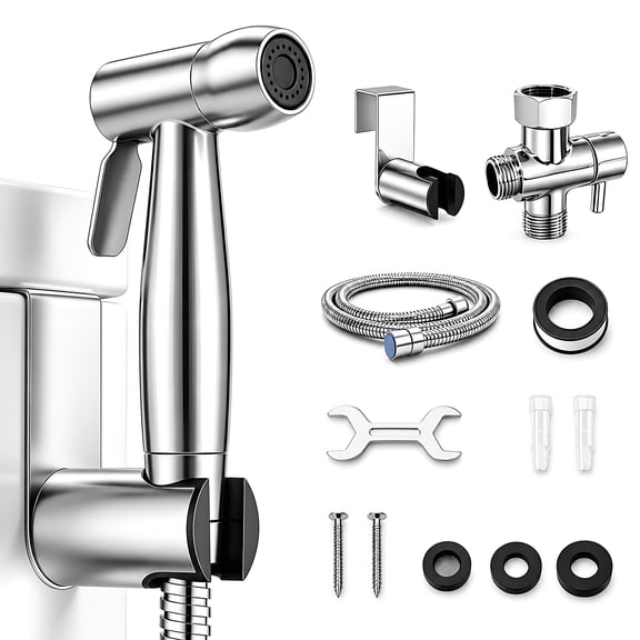 Gopgoy Handheld Bidet Sprayer for Toilet, Bidet Attachment with Adjustable Water Flow, Stainless Steel Body, Nozzle, Tank or Wall Mount, for Feminine Hygiene, Cloth Diaper Sprayer