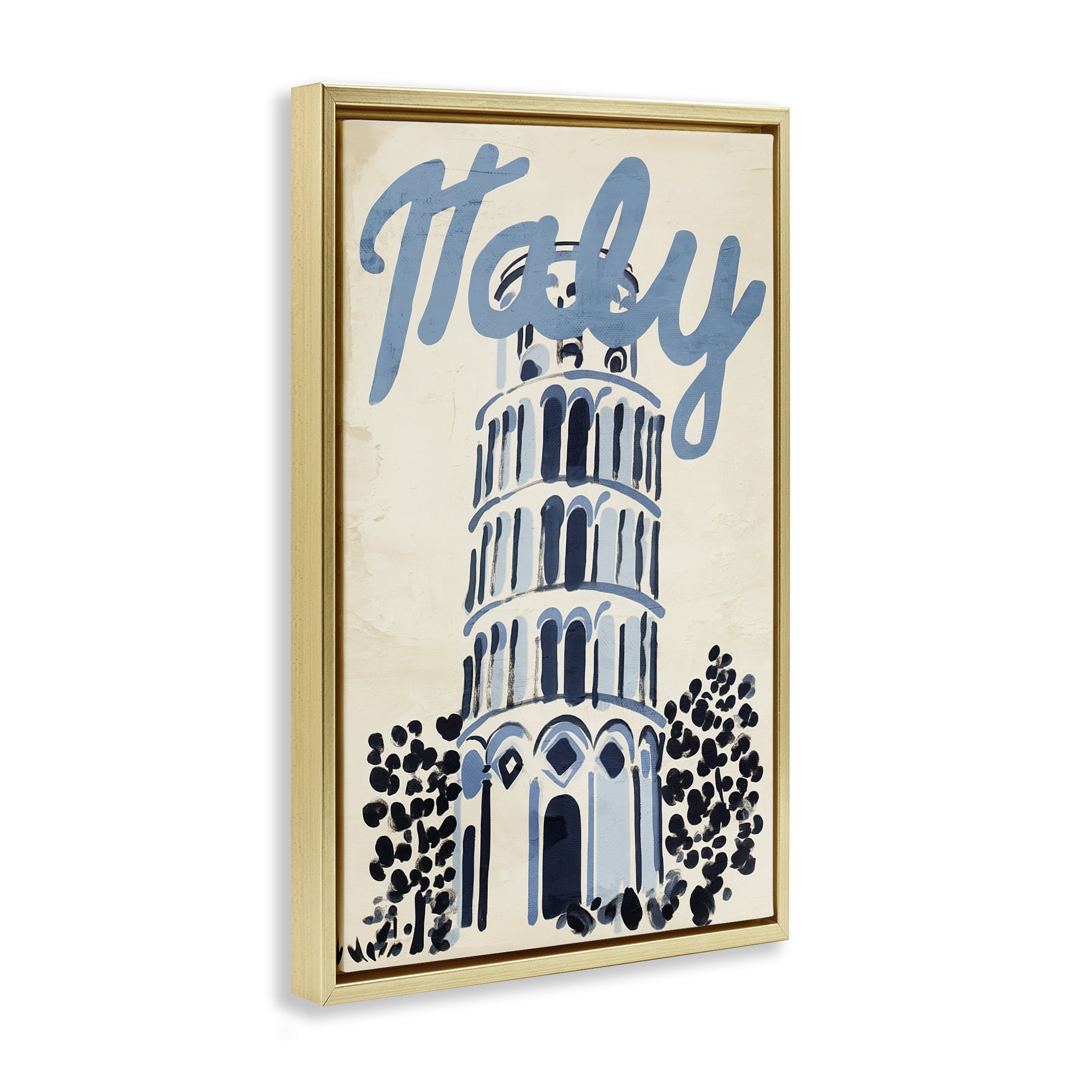 Stupell Industries Blue & Beige Italy Travel Gold Framed Floater Canvas Wall Art, design by Annabelle Hall