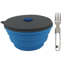 Mr. Peanut's 30oz Collapsible Silicone Camping Bowl with Lid & Foldable Fork