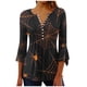 thumbnail image 2 of Fiudx Liquidación de Ofertas Flash Blusa Holgada Informal con Mangas 3/4 y Cuello Redondo para Mujer, Estampado de Halloween, 2 of 5
