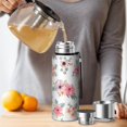 thumbnail image 4 of Floral 20oz Stainless Steel Thermal Bottle with Tea Filter and Cup Lid, Vacuum Insulated Coffee Mug with 316L Inner Liner, Leakproof Travel Thermos for Office,Thanksgiving,Christmas, Spring,Flower, 4 of 6