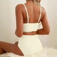 thumbnail image 4 of High Waisted Bikini Sets for Women Tummy Control 2 Piece Bathing Suit U-Wire Push up Texture Beach Swimsuit Beige 2XL, 4 of 4
