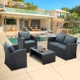 thumbnail image 3 of Highsound 11-Piece Patio Dining Set, All-Weather PE Wicker Dining Table Set with Wood Tabletop for 10, Brown Rattan+Beige Cushion, 3 of 8