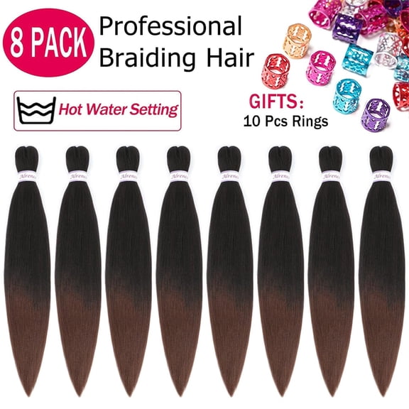 WEIF-Pre Stretched Braiding Hair Long Braid 22 Inch 8 Packs Professional Braiding Hair Extensions Synthetic Crochet Twist Braids (22 Inch,T1B/30)