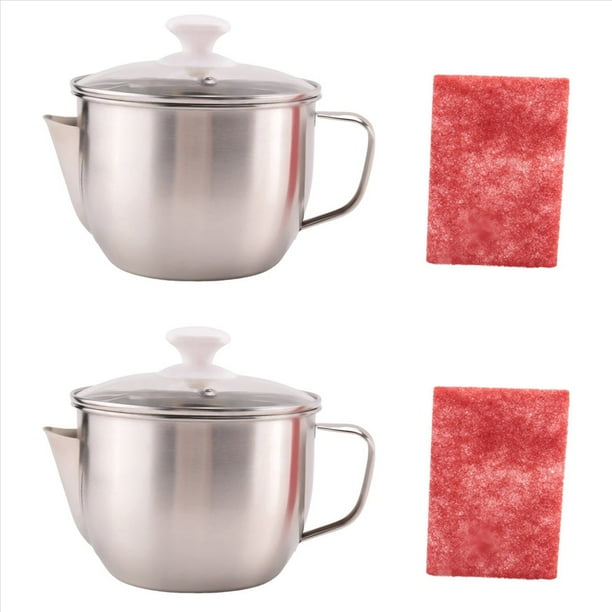 2X Separador de Aceite de Sopa de Acero Inoxidable de 1000 Ml, Separador de Grasas de Aceite de Filtro de Aceite con Tapa Colador de Cocina de Sopa de Aceite