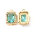 thumbnail image 1 of Octagon Rectangle Brass Micro Pave Cubic Zirconia Charms Cadmium Free & Nickel Free & Lead Free Real 18K Gold Plated Medium Aquamarine 14x9.5x5mm Hole: 1.5mm, 1 of 3