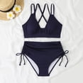 thumbnail image 7 of Linfrsh High Waisted Bikini Sets for Women,Tummy Control Swim Suits for Women 2024 Two Piece Drawstring Bathing Suit Navy,S, 7 of 7
