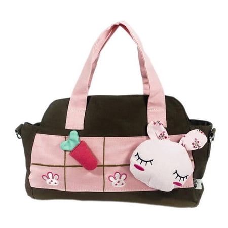 K109-COFFEE Rabbit and Carrot Canvas Shoulder Bag / Swingpack / Travel Bag