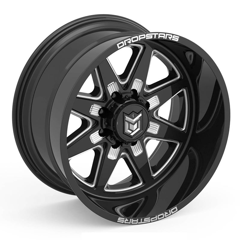 Dropstars 655BM 20x12 8x165.1 -44et Gloss Black CNC Milled Accents Wheel