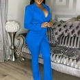 thumbnail image 7 of Prolriy Pants Suits for Women Dressy Women's V Neck Lapel Fashion Casual Solid Color Suit Two Set Classy Outfits for Women Blue M, 7 of 7
