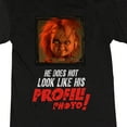 thumbnail image 2 of Chucky Creepy Profile Photo Women's Charcoal Heather Short Sleeve Sleep Shirt-Small, 2 of 3