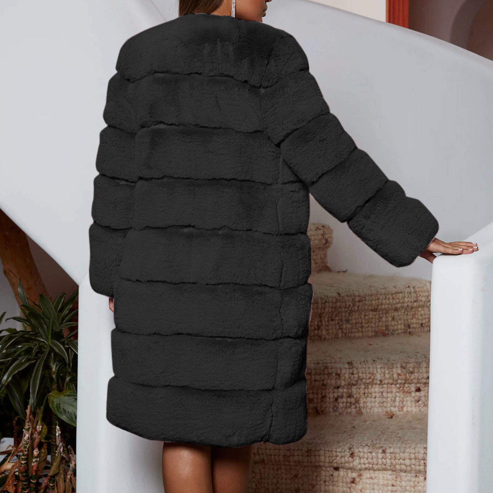 Manteau D'hiver Femme Long Avec Fausse Fourrure | Veste Courte à Manches Longues | Coupe Oversize | Pour Tous Les Jours Ou Sorties | Taille Unique Grand Modèle