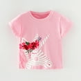 thumbnail image 5 of Child Girls Tops Tees Cartoon T-Shirt with Flowers Baby 1Y-8Y Summer Cute Pink Summer Top, 5 of 6