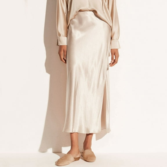 Elegant Womens High Waist Skirt Solid Satin Dress with Elastic Waist for Versatile Styling and Comfort in Every Occasion