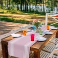 thumbnail image 3 of Table Runner Dresser Scarves 120 Inch Long, Rustic Modern Minimalist Art Linen Dining Table Runners White Stripe Line on Pink Tabletop Scarf for Wedding Holiday Party Kitchen, 3 of 9