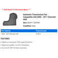 thumbnail image 2 of Automatic Transmission Pan - Compatible with 2006 - 2011 Chevy HHR 2007 2008 2009 2010, 2 of 2