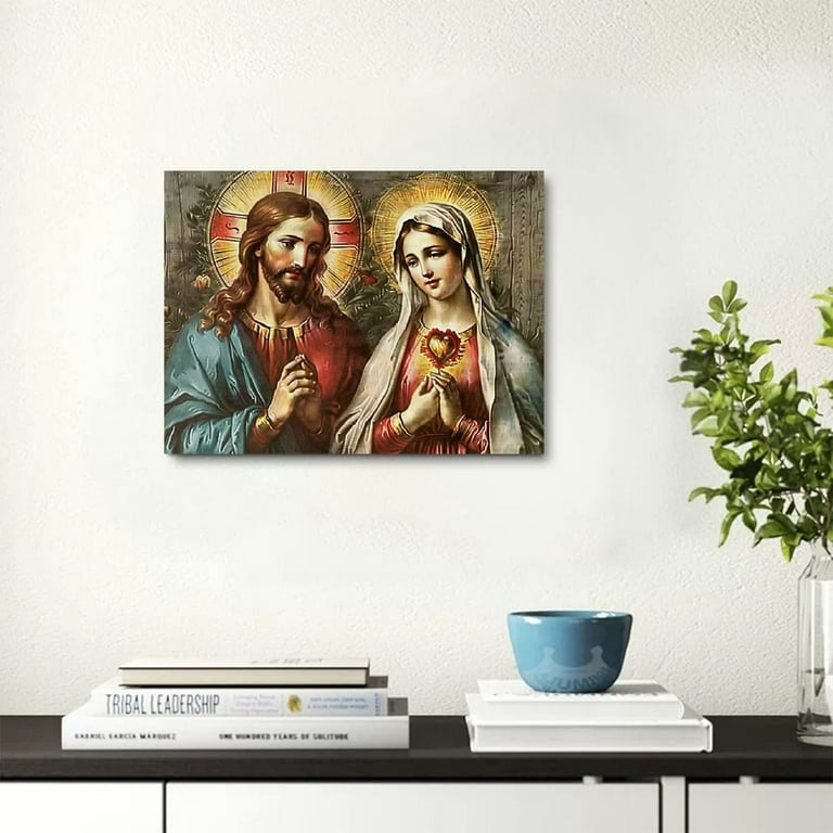 JEUXUS Jesus and Virgin Mary Wall Art Jesus Christ and