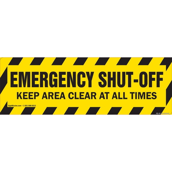 Emergency Shut Off Non-Slip Floor Marker | 12 Pack of 6" X 18" Vinyl Decal | Protect Your Business, Work Place & Customers |  Made in The USA