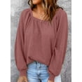 Wataxii Womens Long Sleeve Tops Women Casual Fall Tops Blouses Waffle