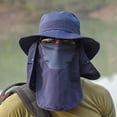 thumbnail image 3 of Sombrero de pescador con cuerdas, protección para el cuello, ligero, para hombre Azul marino, 3 of 9