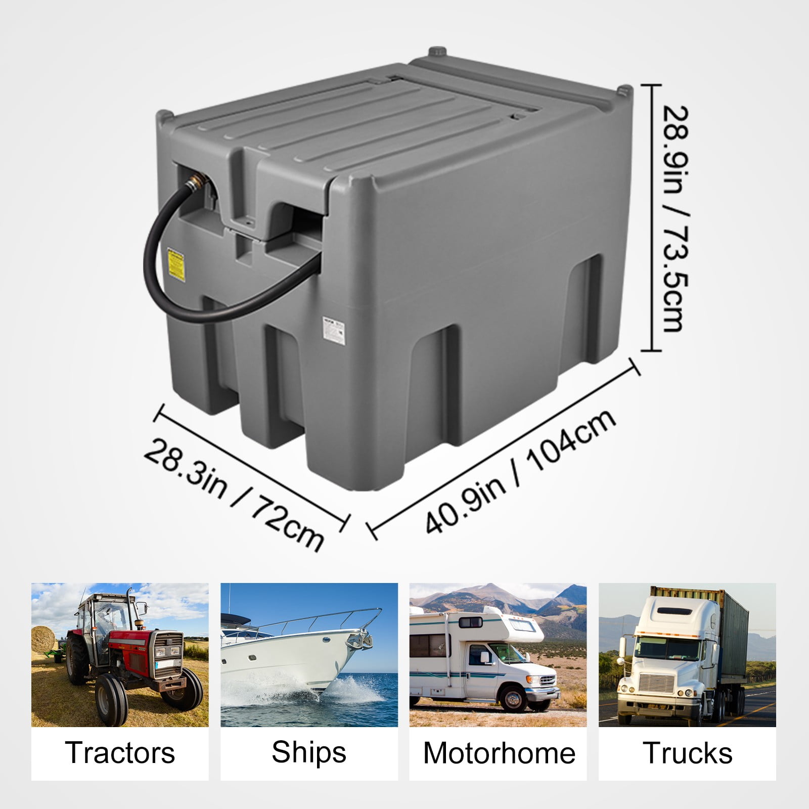 VEVOR YDIES4OOL-E Portable Diesel Tank 116 Gallon Capacity, 10 GPM Flow Rate, 12V Electric Pump, 13.1 ft Hose, 1 × Diesel Fuel Tank
