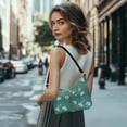 thumbnail image 2 of Kuiaobaty Rose Print Underarm Sling Bag for Women, Spacious Casual Leather Shoulder Handbag with Zipper Closure, Roomy Hobo Purse Tote Bag for Travel & Shopping, Turquoise, 2 of 7