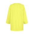thumbnail image 4 of DENGDENG Womens Tops 3/4 Sleeve Cotton Summer Elbow Sleeve T-Shirts Casual Round Neck Button Down Shirts Clearance Three Quarter Length Blouses Solid Color Boho Tunic Tops Yellow 3XL, 4 of 6