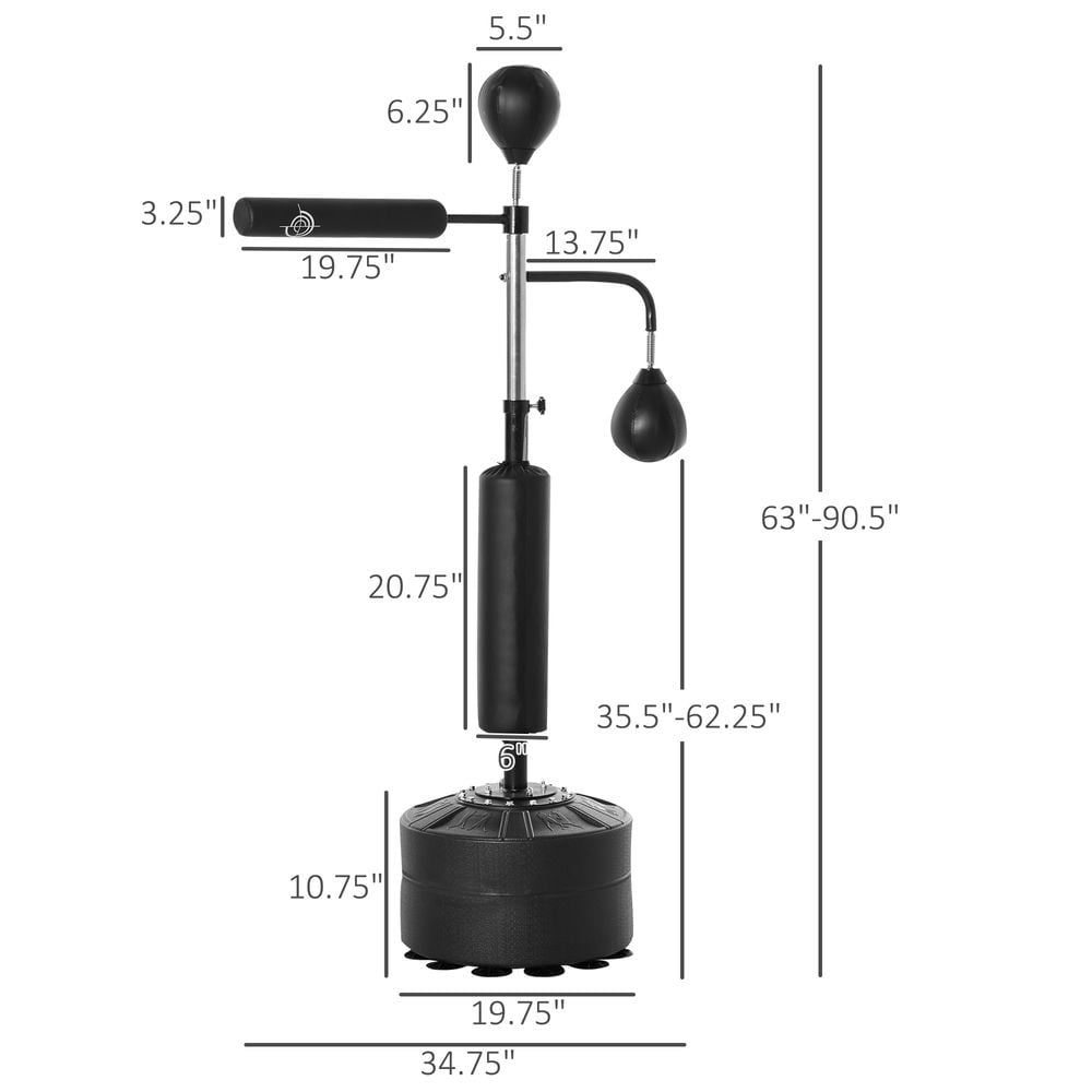 Kadyn 3-in-1 Boxing Bag Freestanding Punching Bag with 2 Speed Bag, 360° Relax Bar, Reflex Bag, Adjustable Height