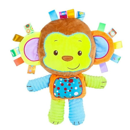 Baby Colorful Taggie Plush Toy, Soft Plush Sensory Rattle Toy for Early Educational, Ribbon Tag for Baby Kids Toddlers Infants, Sensory Sleep Soother Toy
