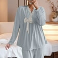 thumbnail image 6 of ZyeKqe Womens Pajamas Sets Long Sleeve V Neck Shirts Comfy Bow Sleepwear Nightwear 2 Piece Pjs Soft Homewear Outfits, 6 of 10