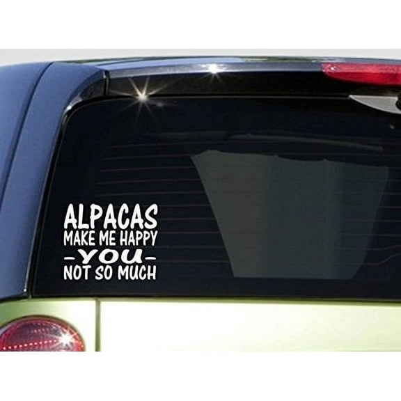 Alpaca Makes me Happy sticker *I440* 6x6" vinyl decal aplacas farm kria