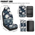 thumbnail image 7 of Xoenoiee Boho Mandala Peony Butterfly Pattern 5 Pieces PU Leather Car Seat Covers Full Set with Seat Belt Pads & Center Console Cover, Universal Auto Interior Accessories for SUV, Truck, Sedan, Van, 7 of 7