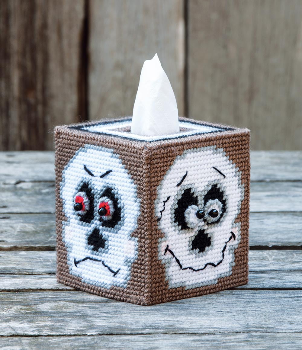 Mary Maxim Skull Tissue Box Cover Plastic Canvas Kit