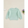 thumbnail image 4 of Toddler Kids Little Boy Girl Knit Sweater 0 3 6 9 12 18 24 Months 2T 3T 4T 5T Causal Solid Color Crew Neck Long Sleeve Pullover Tops for Fall Winter, 4 of 9
