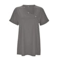 thumbnail image 4 of Kingdiese Womens Casual Short Sleeve Button Front Tunic Top Solid Summer Fashion Tee Girls Size 13, Size S, 4 of 5