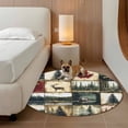 thumbnail image 3 of 3ft Washable Round Rug, Retro Forest Non-Slip Circle Area Rug for Bedroom Bedside, Deer Maple Leaf Lake Distressed Patchwork Soft Indoor Floor Mat for Home Decor, 3 of 9
