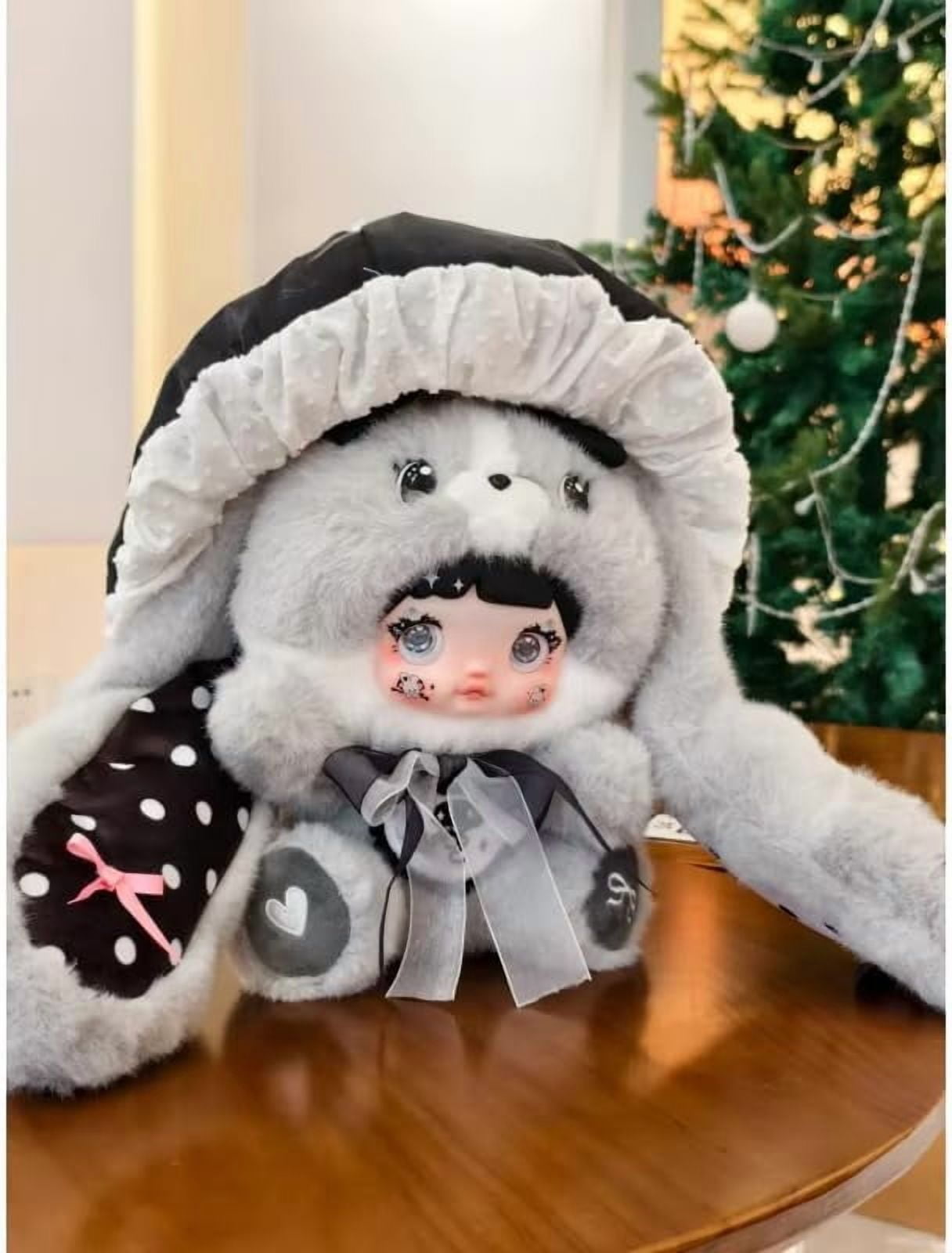 Nommi Mushroom Hat Series Plush Blind Box, 400% Big Nommi Bunny Mushroom Cap Series Kawaii Nommi Rabbit Plushie Toys Figure Doll, Cute Xmas Collectible Toy Birthday Gift for Girls(1PC Jade)