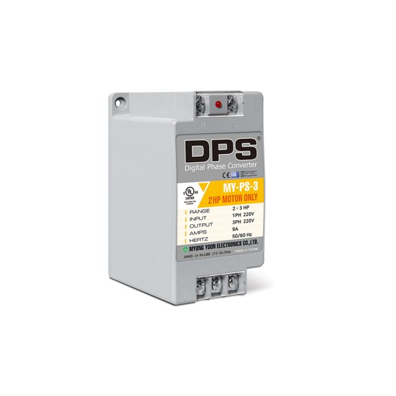 DPS Used for 2HP(1.5kW) 6A Motor, Single to 3 Phase Converter, MY-PS-3, 1 DPS Must Be Used for 1 Motor Only, Input/Output 200-240V, UL Listed