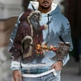 thumbnail image 2 of KeShDi Christmas Mens Flannel Shirt Fashion Men Casual Print Hooded Long Sleeve Drawstring Sweatshirt Top Blue XS, 2 of 7