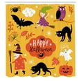 thumbnail image 3 of Ambesonne Halloween Shower Curtain, Bat Spider Witch Ghost, 69"Wx84"L, Pale Orange Multicolor, 3 of 5